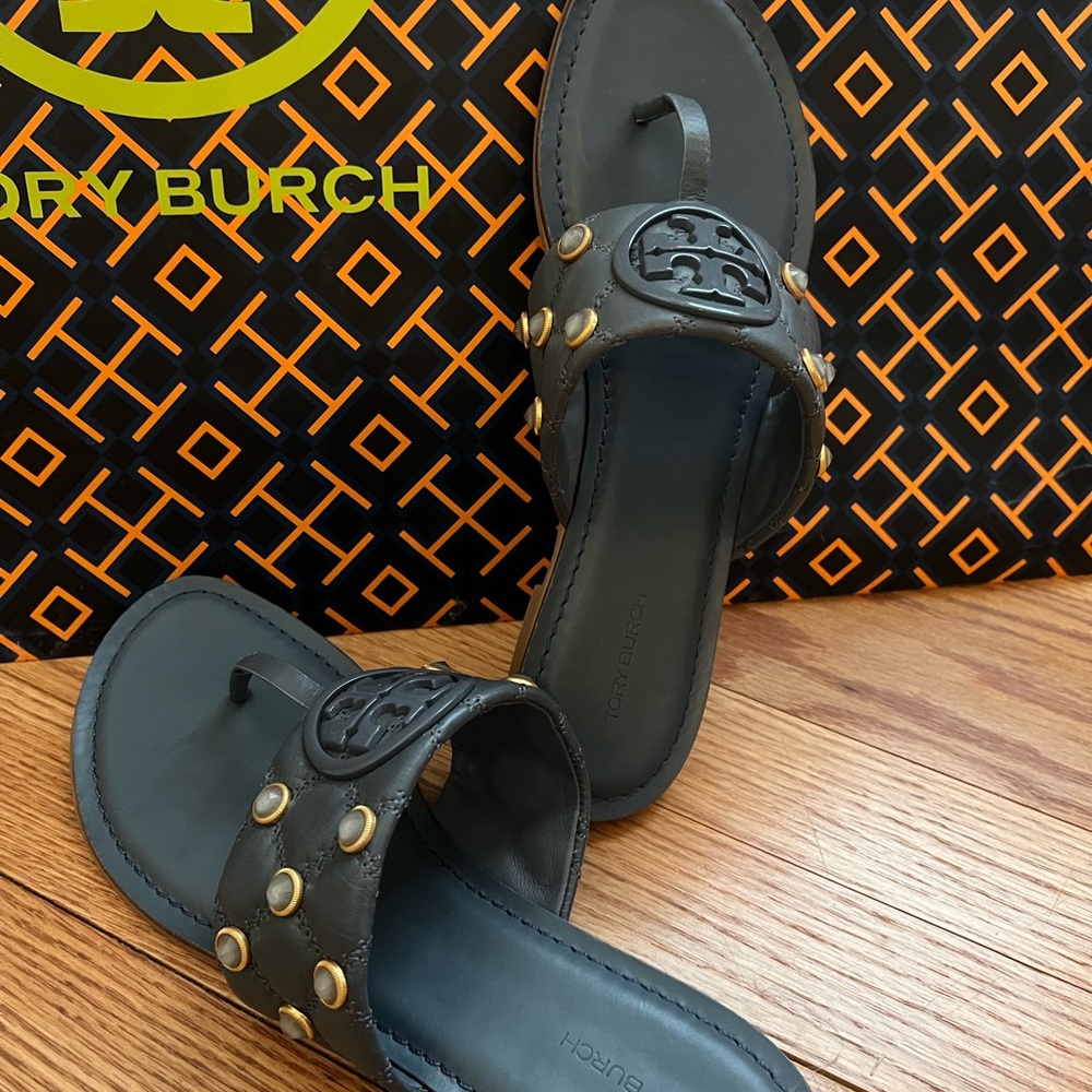 Tory Burch Embellished Slate Blue Sandals Size 10.  New without Box.